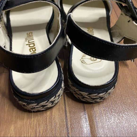 Espadrilles Platform Black and Metallic Sandal Sz 37 - Picture 2 of 13